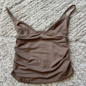 Brown Ruched Spaghetti Strap Top